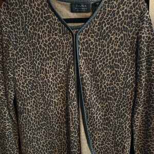 Dana Buchman Animal Print Sweater Set with Leather Accents